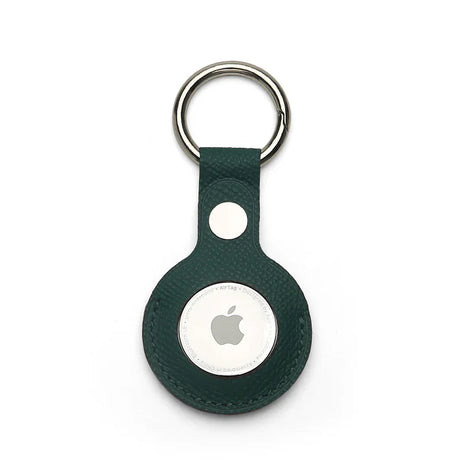 Dark green epsom leather Apple AirTag keychain wholesale