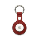 Red pebble leather airtage keychain on a white background