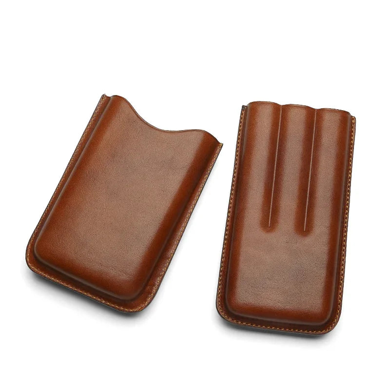 Brown leather phone case with card slots, handmade craftsmanship for luxury mobile protection