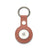 Pink epsom leather airtag keychain on a white background