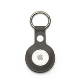 Grey epsom leather airtag keychain on a white background