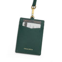 Green cardholder with lanyard on a white background