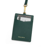 Green cardholder with lanyard on a white background