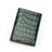 Green crocodile patterned leather passport wallet on a white background