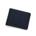 Navy blue canvas wallet on a white background