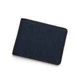 Navy blue canvas wallet on a white background