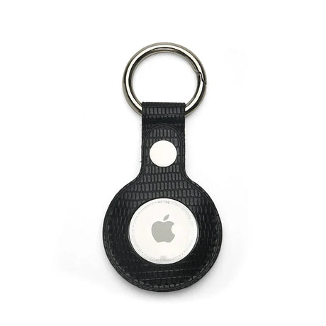 Black leather keychain holder on a white background