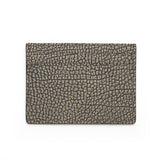Card Case - Taupe with black tipping Pebble Pattern Top Grain Leather