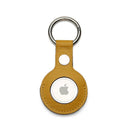 Yellow leather keychain holder on a white background