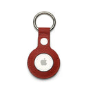 Red leather airtag cover on a white background