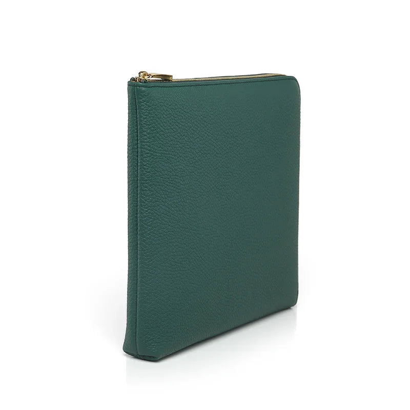 Zipper Clutch Bag - Top Grain Pebble Pattern Cow Leather from China