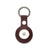 Luxury burgundy leather AirTag keychain with silver ring, premium accessory for Apple AirTag
