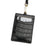 Glossy Black crocodile-patterned badge holder vertical with a lanyard on a white background