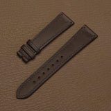 Pair of 1.8mm flat dark brown Haas Barenia leather watch bands showing smooth double-tanned grain   
