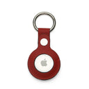 Red epsom leather airtag cover on a white background