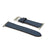 Blue France goat skin watch strap with silver buckle on a white background