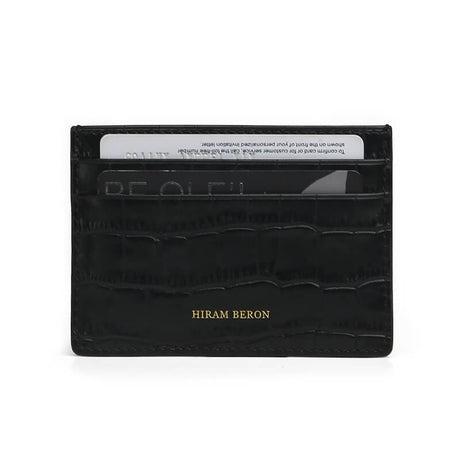 black crocodile pattern leather card holder