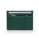 back view green cardholder with cards inside on a white background