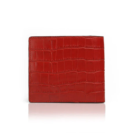 back of the red leather wallet
