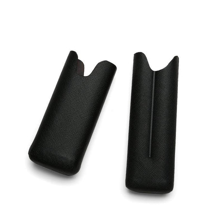 Black textured leather pen case, sleek design for luxury stationery storage