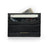 Black crocodile-patterned calfskin card holder with cards and money on a white background