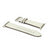 White leather watch strap with silver buckle on a white background