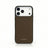 etoupe pebble leather iphone case with visible brand name on a white background