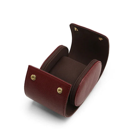 Opened leather watch roll in brown with matching cushion for wholesale.