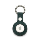 Green pebble leather Apple AirTag keychain holder on a white background