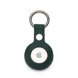 Green pebble leather Apple AirTag keychain holder on a white background