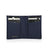 Navy leather slim wallet with card slots on a white background