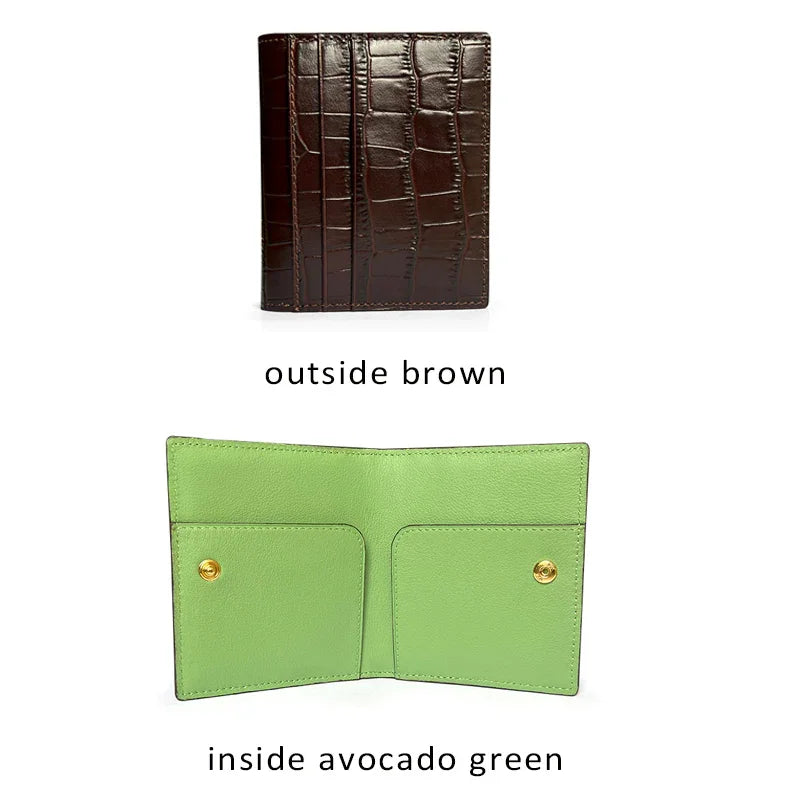 Card Wallet - Full Grain Aligator Pattern Calfskin from Italy