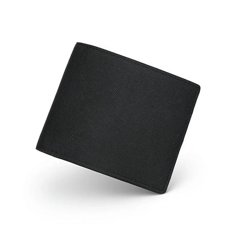 Black saffiano bifoldwallet on a white background