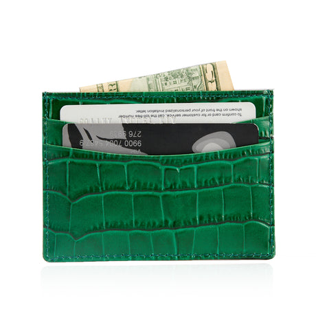 light green crocodile pattern card holder
