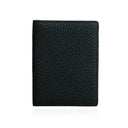 Black pebble leather card wallet on a white background