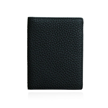 Black pebble leather card wallet on a white background