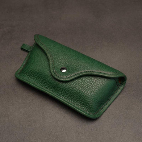 Green leather eyewear pouch OEM