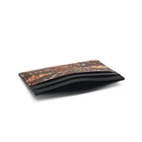 Card Case - Mottled Rust Python from Italy and Black Smooth Leather