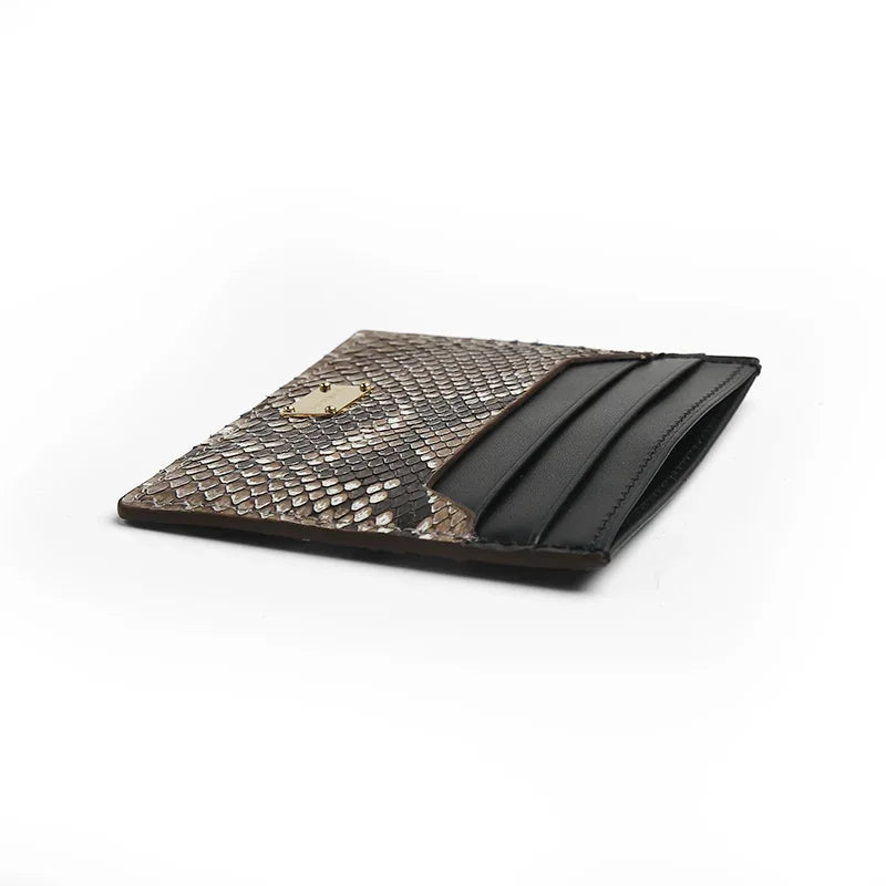 close-up of the edge for the snake skin card holder
