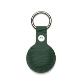 Green textured leather keychain with metal ring, premium accessory for everyday use