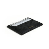 close-up for the edge of black python skin card holder
