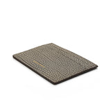 Card Case - Taupe with black tipping Pebble Pattern Top Grain Leather