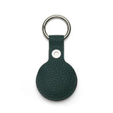 the back of the green pebble leather airtag holder