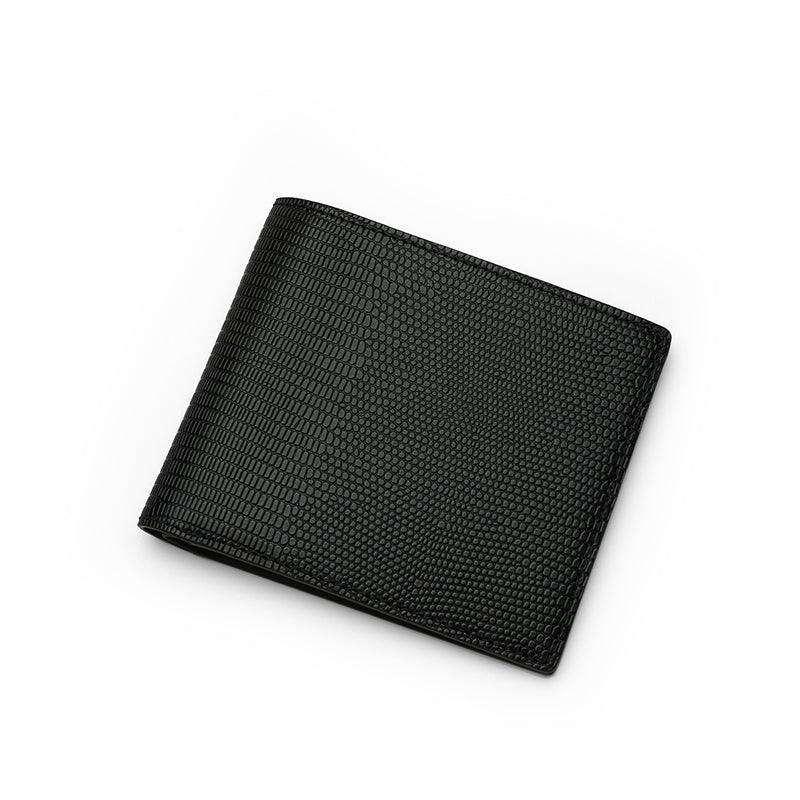 Black leather wallet on a white background