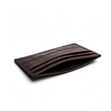 close up of the top pocket for the brown aligator card holder