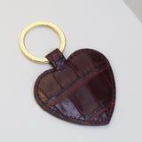 Heart Shape Keychain - Italian Calfskin with Crocodile Pattern