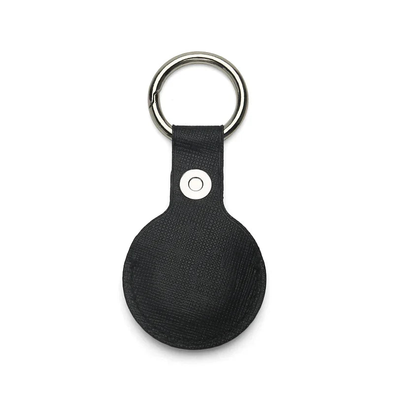 the back of the saffiano leather airtag holder