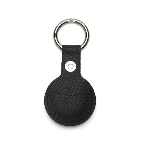 the back of the saffiano leather airtag holder