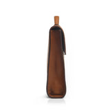 Brown Leather Tablet Briefcase with a strap on a white background