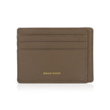 Etoupe leather cardholder with 'Hiram Beron' branding on a white background